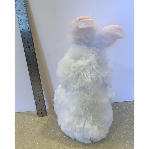 MEGA TOYS WHITE PINK BUNNY RABBIT PLUSH STUFFED ANIMAL POLKA DOT RIBBON TOY 12” - Picture 4 of 8